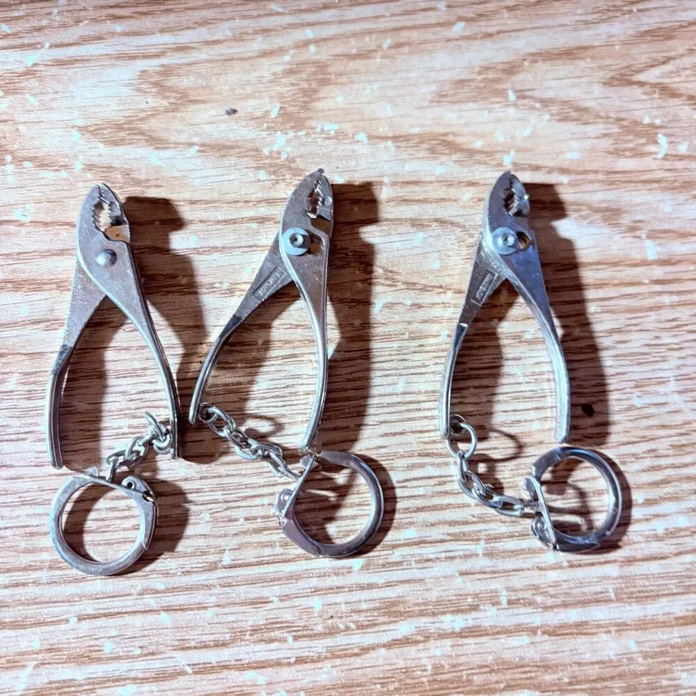 Novelty Lever Ring Working Cast Metal Keychain Mini Tool Slip Joint Pliers Lot 3